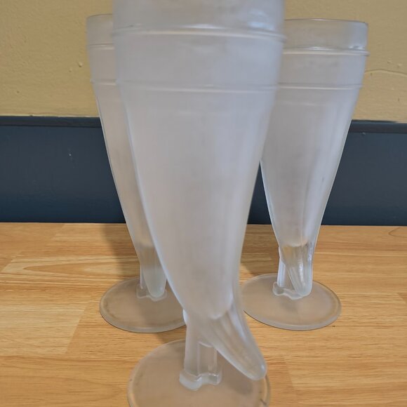 3x FROSTED GOBLET GLASS SET - Picture 2 of 4